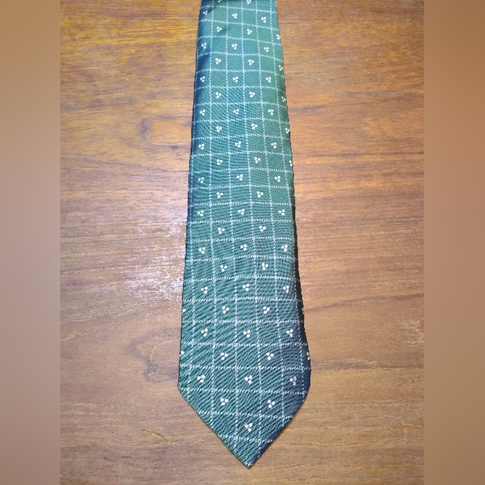 Giorgio Armani Tie, 60% Polyester, 40% Silk, Green & White Pattern Made …